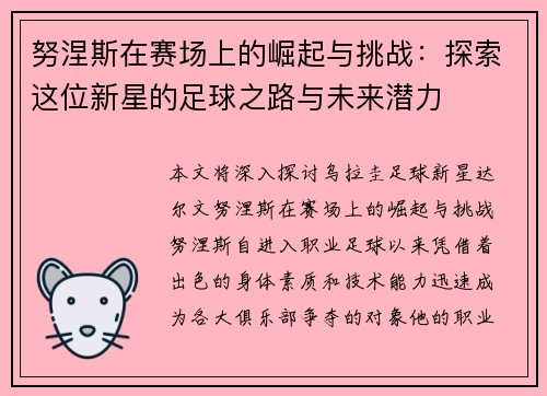 努涅斯在赛场上的崛起与挑战：探索这位新星的足球之路与未来潜力